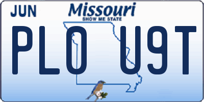 MO license plate PL0U9T