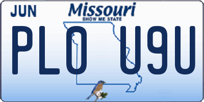 MO license plate PL0U9U