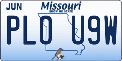 MO license plate PL0U9W