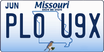 MO license plate PL0U9X