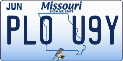 MO license plate PL0U9Y