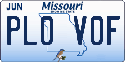 MO license plate PL0V0F