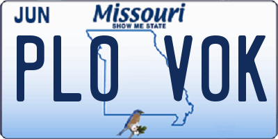 MO license plate PL0V0K