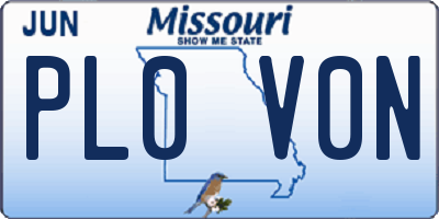 MO license plate PL0V0N