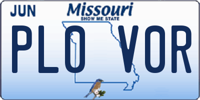 MO license plate PL0V0R