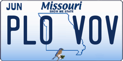MO license plate PL0V0V