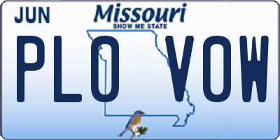 MO license plate PL0V0W