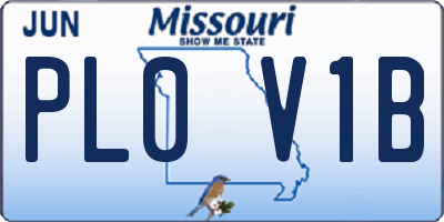 MO license plate PL0V1B