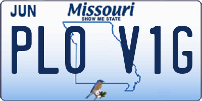 MO license plate PL0V1G