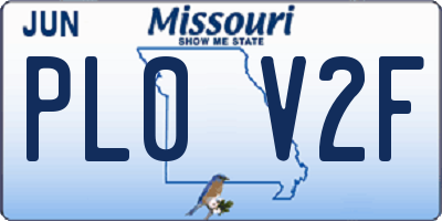 MO license plate PL0V2F