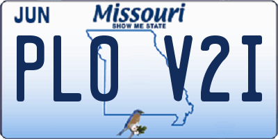 MO license plate PL0V2I