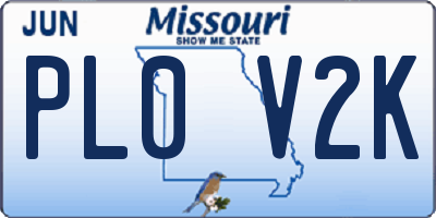 MO license plate PL0V2K