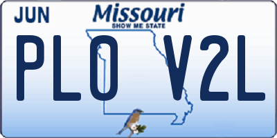 MO license plate PL0V2L
