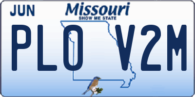 MO license plate PL0V2M