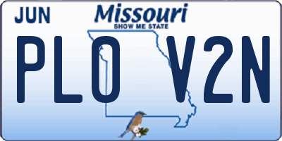 MO license plate PL0V2N