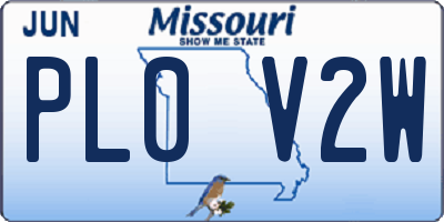 MO license plate PL0V2W