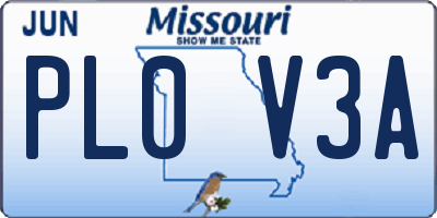 MO license plate PL0V3A