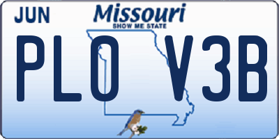 MO license plate PL0V3B