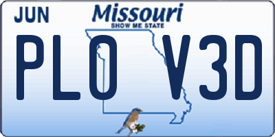 MO license plate PL0V3D
