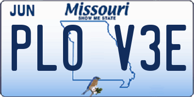 MO license plate PL0V3E