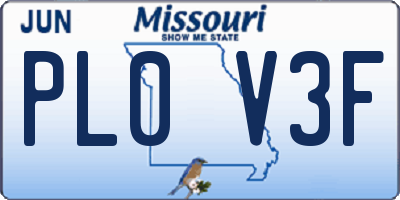 MO license plate PL0V3F