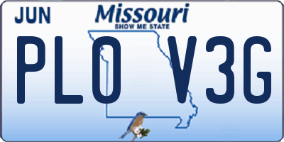 MO license plate PL0V3G