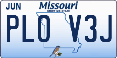 MO license plate PL0V3J