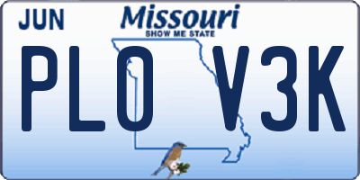 MO license plate PL0V3K