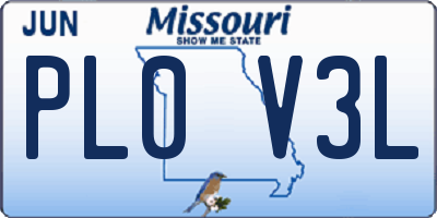 MO license plate PL0V3L