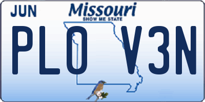 MO license plate PL0V3N