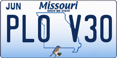 MO license plate PL0V3O