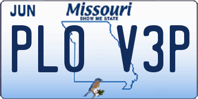 MO license plate PL0V3P