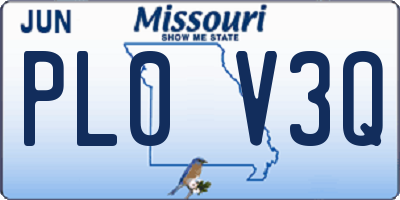 MO license plate PL0V3Q