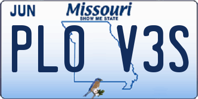 MO license plate PL0V3S