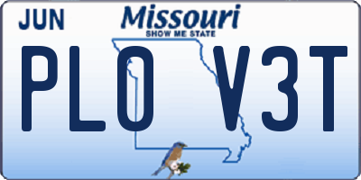 MO license plate PL0V3T