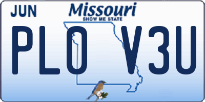 MO license plate PL0V3U