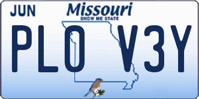 MO license plate PL0V3Y