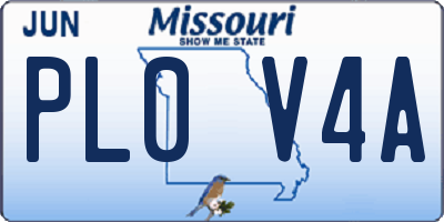 MO license plate PL0V4A