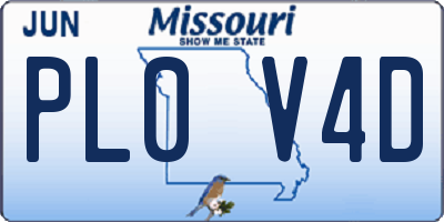 MO license plate PL0V4D