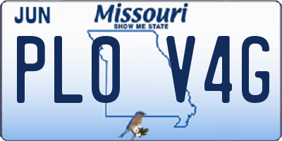 MO license plate PL0V4G