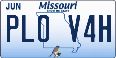 MO license plate PL0V4H