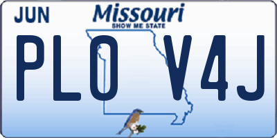 MO license plate PL0V4J