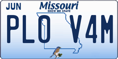MO license plate PL0V4M