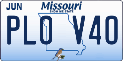 MO license plate PL0V4O