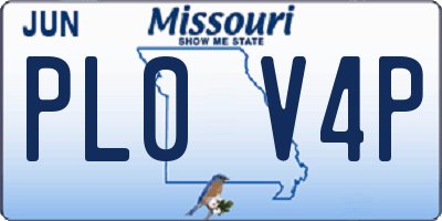 MO license plate PL0V4P