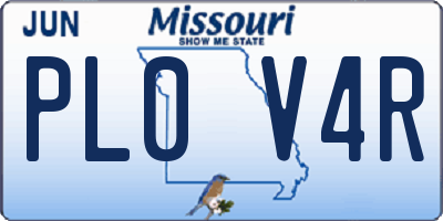 MO license plate PL0V4R