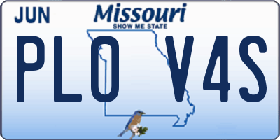 MO license plate PL0V4S