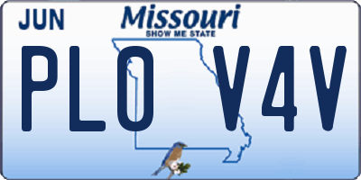 MO license plate PL0V4V