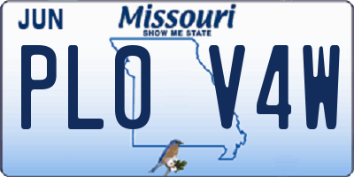 MO license plate PL0V4W