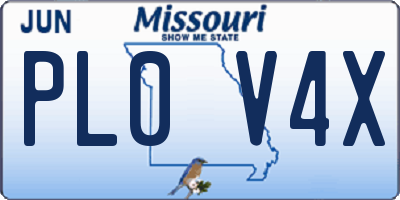 MO license plate PL0V4X